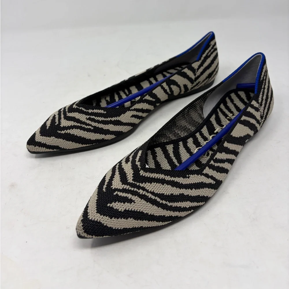 Rothy’s The Point Flats Black Zebra Women’s Size 8 New in Box Shoe